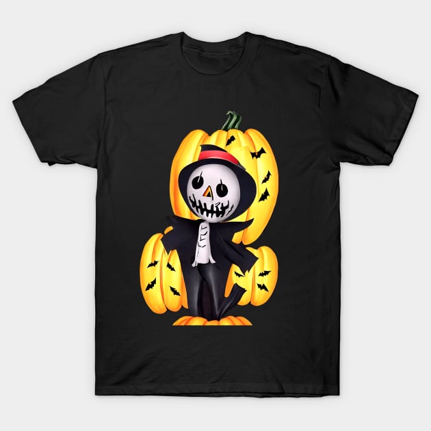 Halloween Scary Evil Pumpkin Funny Pumpkin Head T-Shirt by ROVT ART 